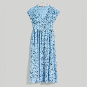 Madewell Button-Front Midi Dress in Powder Blue Floral NWT